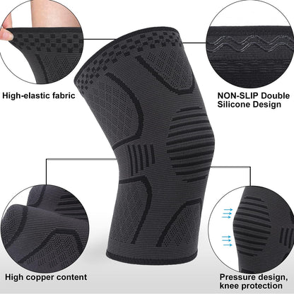 Double Couple Copper Knee Compression Sleeve, 2 Pack, Small