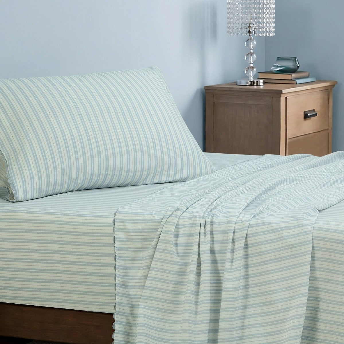 Twin Microfiber Sheet Set Blue Stripe