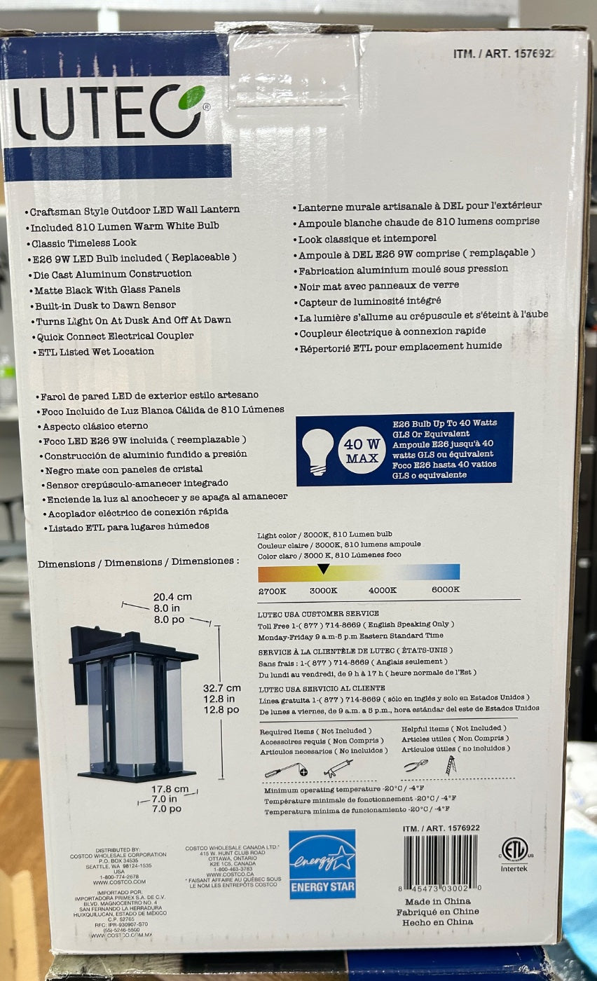 Lutec Craftsman Style Outdoor LED Coach Light