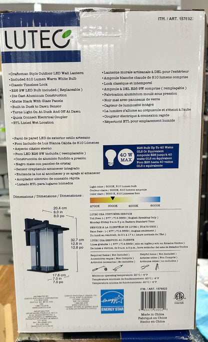Lutec Craftsman Style Outdoor LED Coach Light