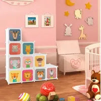 12 Cube Kids Wardrobe Closet with Hanging Section and Doors