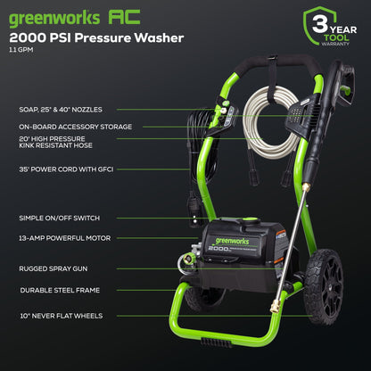 Greenworks GPW2000 Pressure Washer Side View