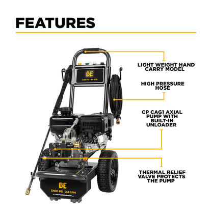 BE 3475 PSI Gas Pressure Washer