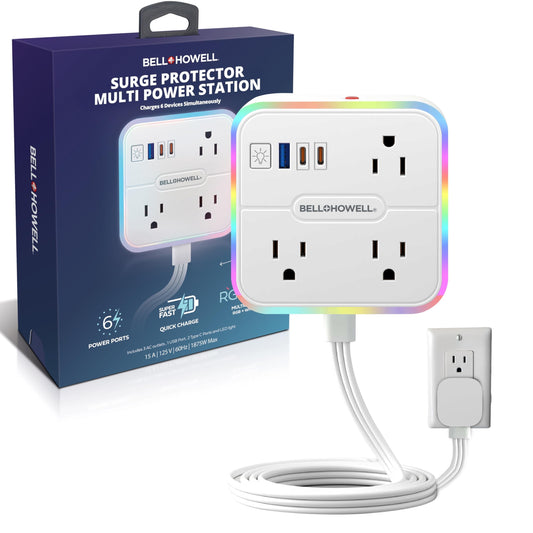 Bell + Howell Surge Protector Outlet Extender front view