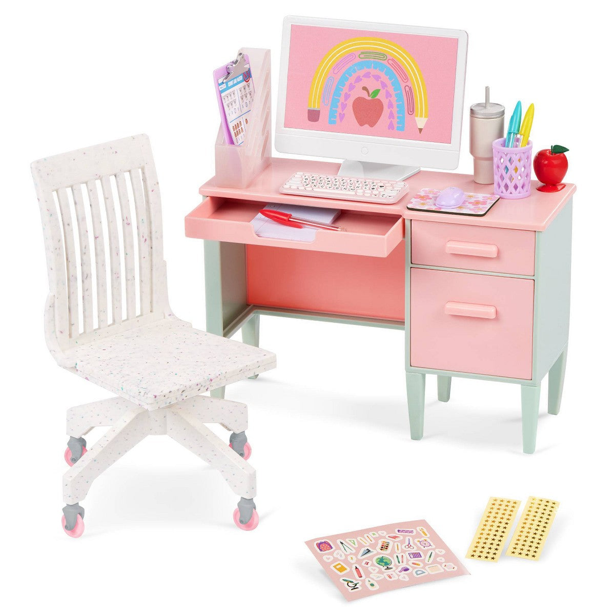 Our Generation Class in Session Teacher's School Desk & Chair Set with Supplies Accessories for 18" Dolls