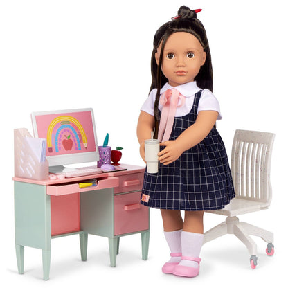 Our Generation Class in Session Teacher's School Desk & Chair Set with Supplies Accessories for 18" Dolls