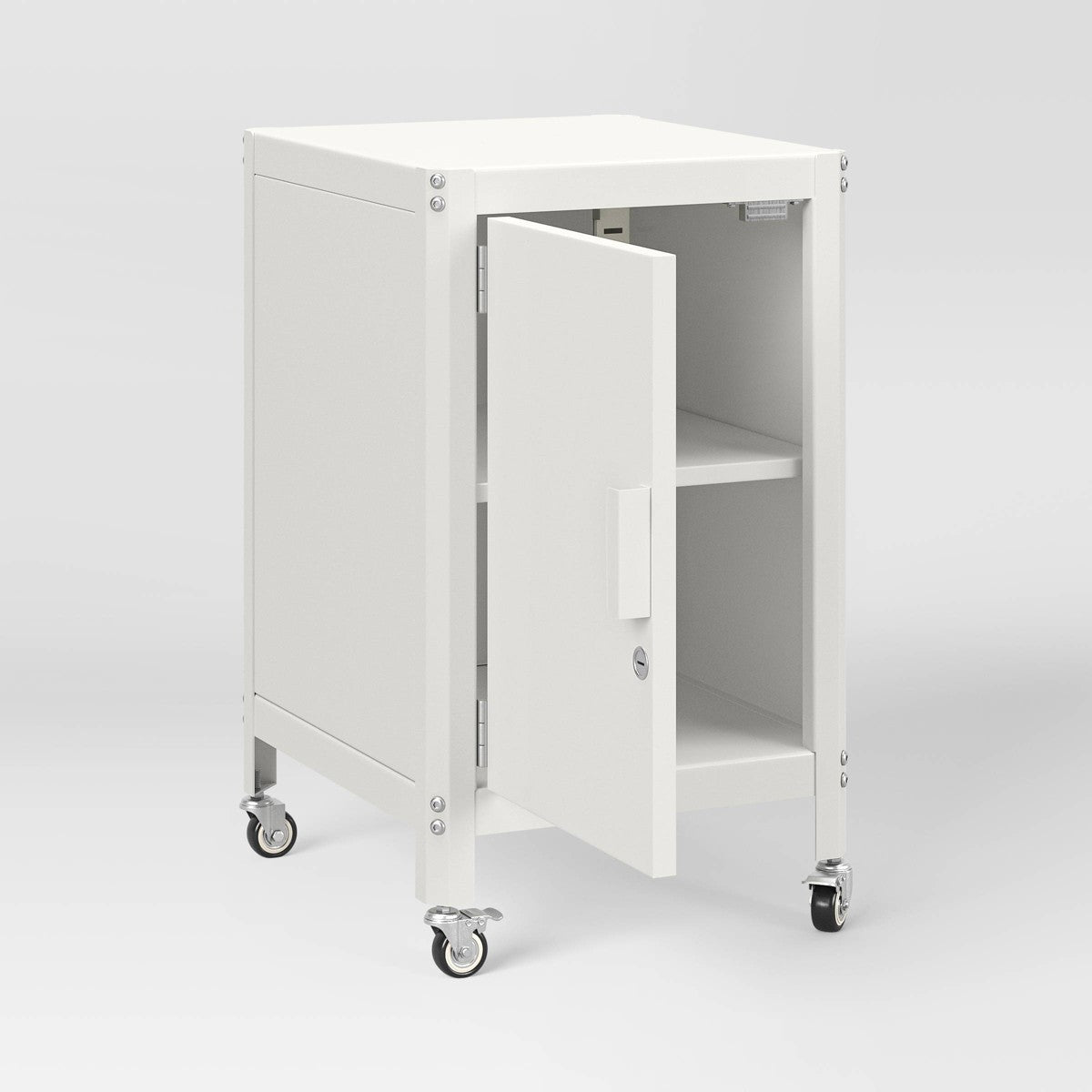 Metal Rolling Dorm Locker Storage Cabinet with Lock Chalk White - Room Essentials