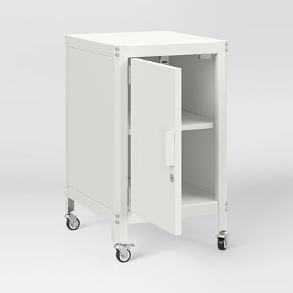 Metal Rolling Dorm Locker Storage Cabinet with Lock Chalk White - Room Essentials