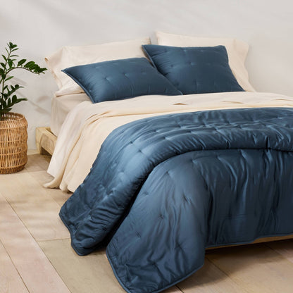 King Rayon from Bamboo Quilt Dark Mineral Blue - Casaluna