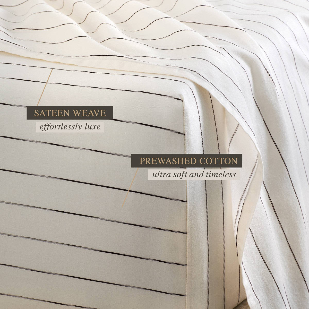 Jeremiah Brent Home King Cotton Sateen Sheet Set Chalk Raisin Striped