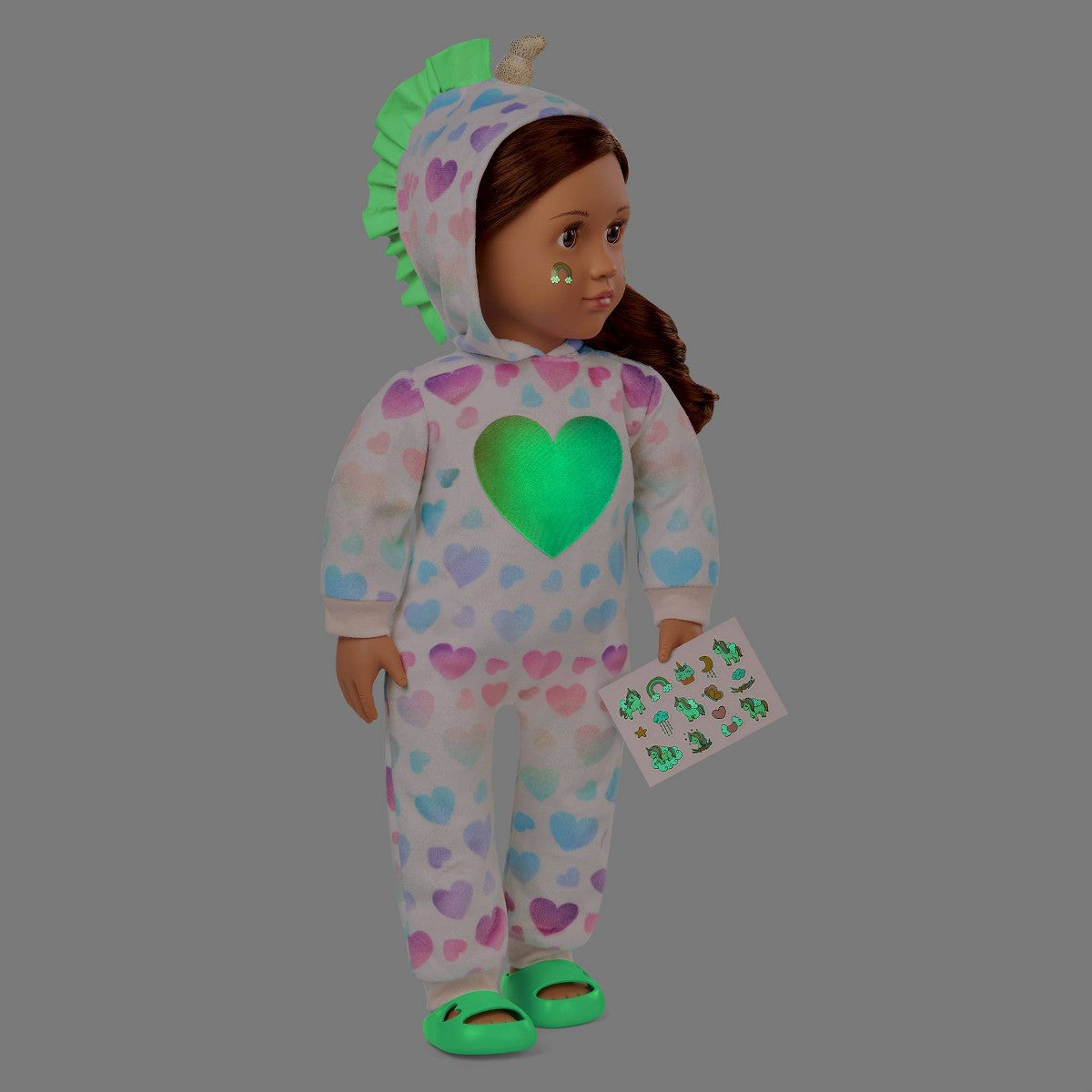Our Generation Dream Bright Glow-in-the-Dark Unicorn Pajama Outfit with Stickers for 18" Dolls