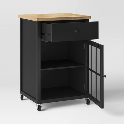Windham Wood Top Kitchen Cart - Black - Threshold