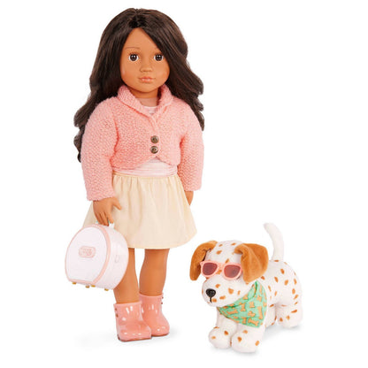 Our Generation Vacay Pup Posable 6'' Lemon Dalmatian Dog Plush & Accessories Set for 18'' Dolls