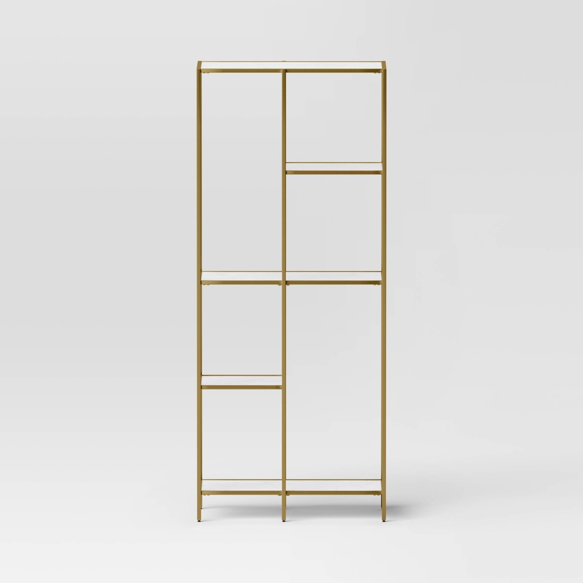 72" 3 Shelves Faux Marble and Metal Book Rack Gold - Threshold: Contemporary Display Storage