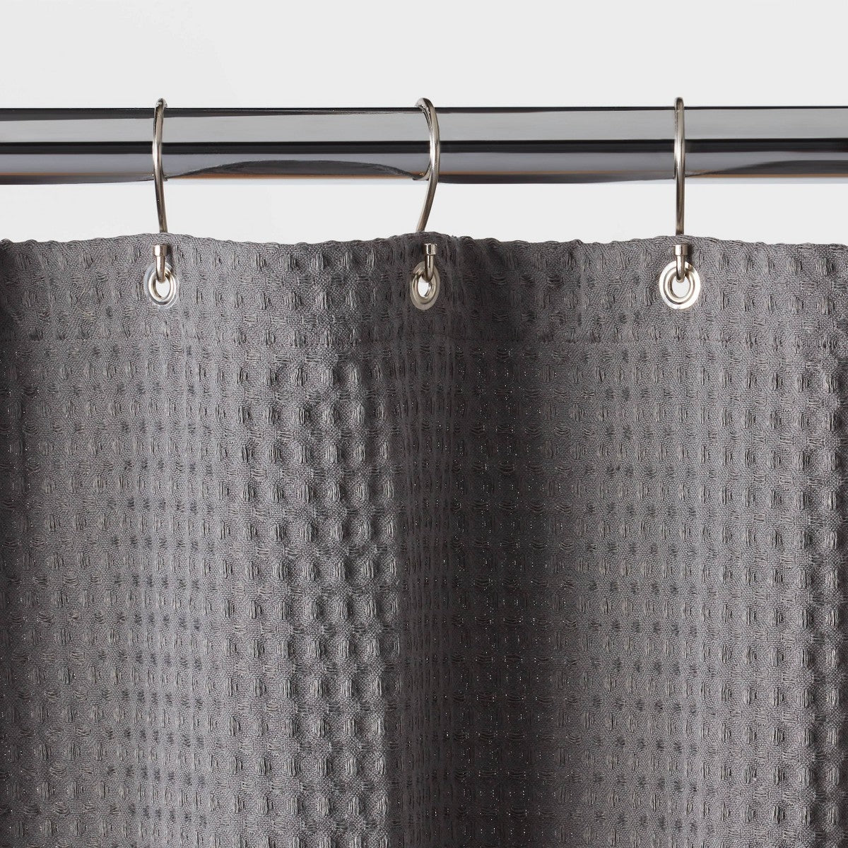 72"x72" Waffle Weave Shower Curtain Dark Gray - Threshold