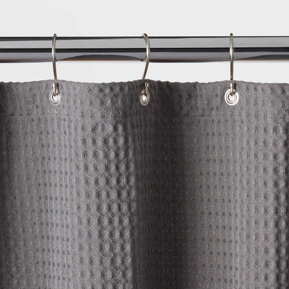 72"x72" Waffle Weave Shower Curtain Dark Gray - Threshold