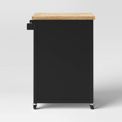 Windham Wood Top Kitchen Cart - Black - Threshold