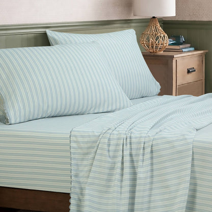 Full Microfiber Sheet Set Blue Stripe