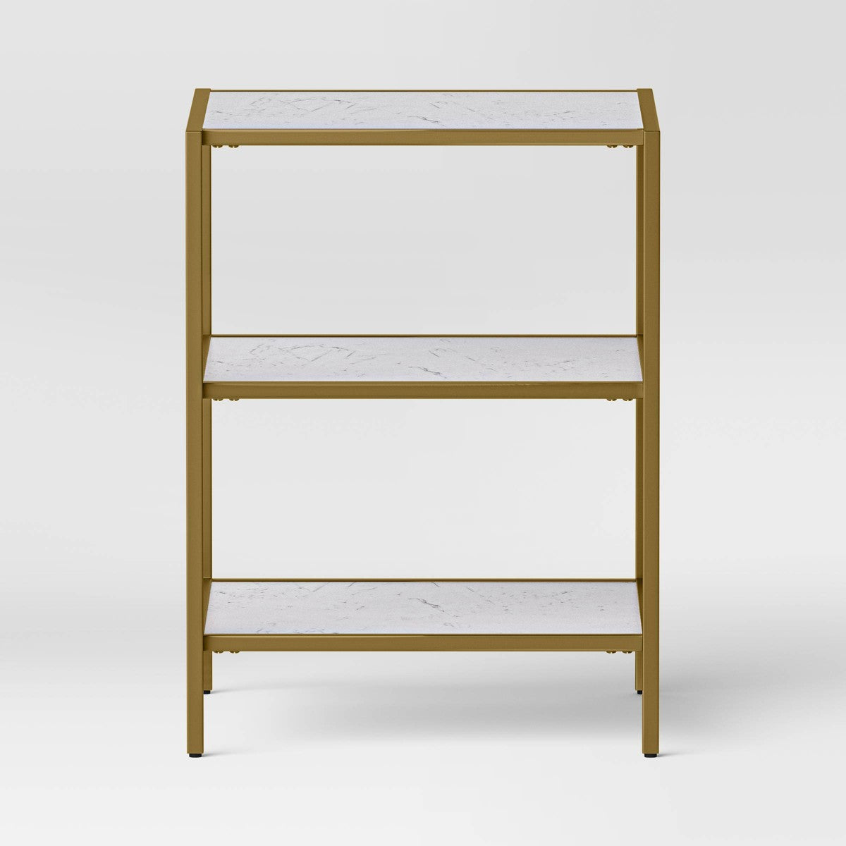 Faux Marble and Metal Side Table Gold - Threshold: Brushed Gold Frame, 3-Tier Square Display