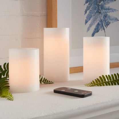 3pk 3" x 4" 3" x 5" 3" x 6" LED Flameless Black Wick Candles White - Threshold