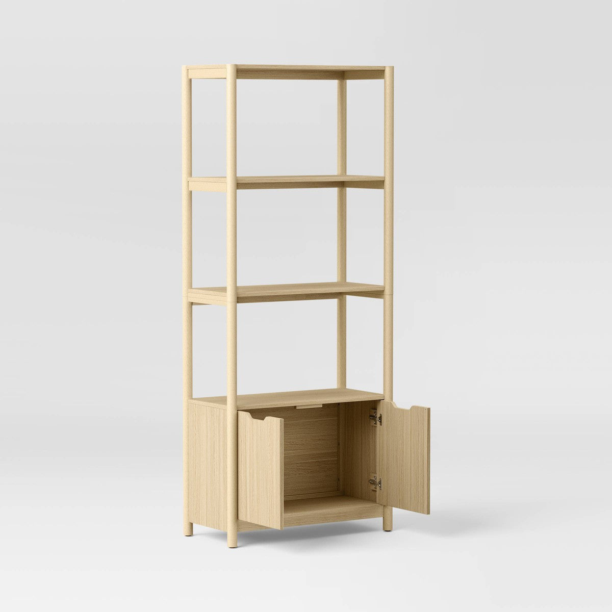 72.25" Scandi Bookcase with Three Shelves And Cabinet Storage Natural - Room Essentials
