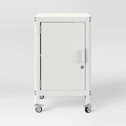 Metal Rolling Dorm Locker Storage Cabinet with Lock Chalk White - Room Essentials
