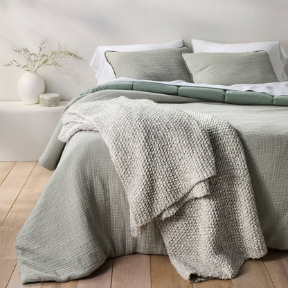 Full/Queen Chunky Knit Bed Blanket Marled Gray - Casaluna: Acrylic Sweater Knit, Machine Washable, No Style Assigned
