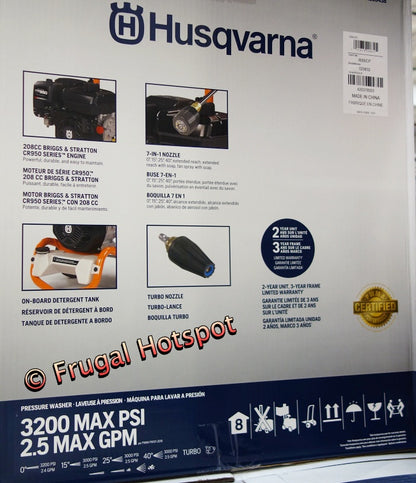 Husqvarna 3200 PSI 2.5 GPM Gas Pressure Washer with Briggs & Stratton CR950 Engine