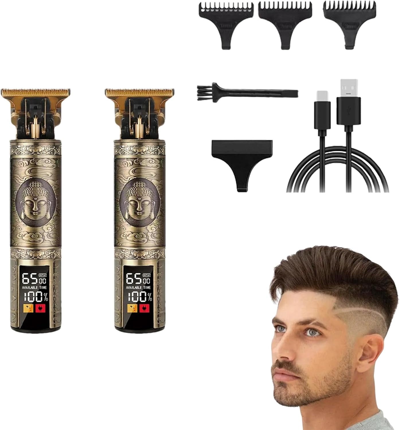 LCD Electrical Rechargeable Hair Cutting Machine Smart Portable Hair Trimmer Hair Clippers With LCD Bald Headed front view
