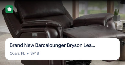 BarcaLounger Bryson Leather Power Rocker Recliner with Power Adjustable Headrest - Brown