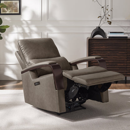 Gilman Creek Furniture Shayne Leather Power Recliner with Power Headrest - Taupe