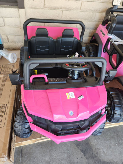 24V Ride on Car, 2-Seater Electric Dump Truck w/Remote Control, Dump Bed & Shovel, 4 Spring Suspensions, Kids UTV w/Dual RPM20000 Motors, Music, Wireless Design, Electric Car for Kids (Pink