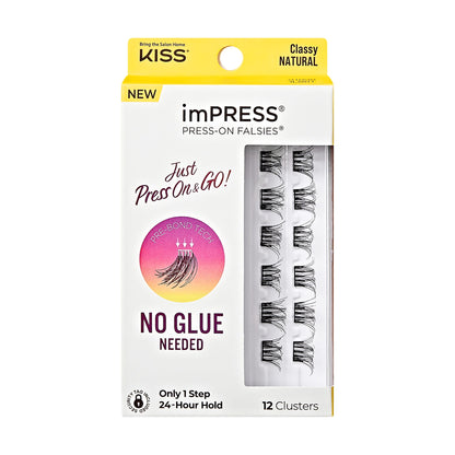 KISS imPRESS Falsies Press On Self Adhesive Eyelashes  Classy  Black  12 Lash Clusters
