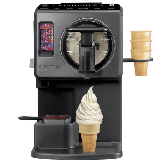 Gourmia GSI1020 2-Quart Automatic Soft Serve Ice Cream & Frozen Drink Maker  6 One-Touch Presets  Built-In Cooling  Texture Control  Topping Dispenser & Warmer