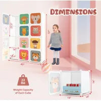 12 Cube Kids Wardrobe Closet with Hanging Section and Doors