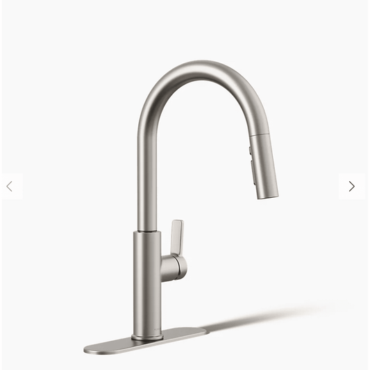 Kohler Rodean Pull-down kitchen sink faucet with two-function sprayhead Lacquer Vibrant Stainless