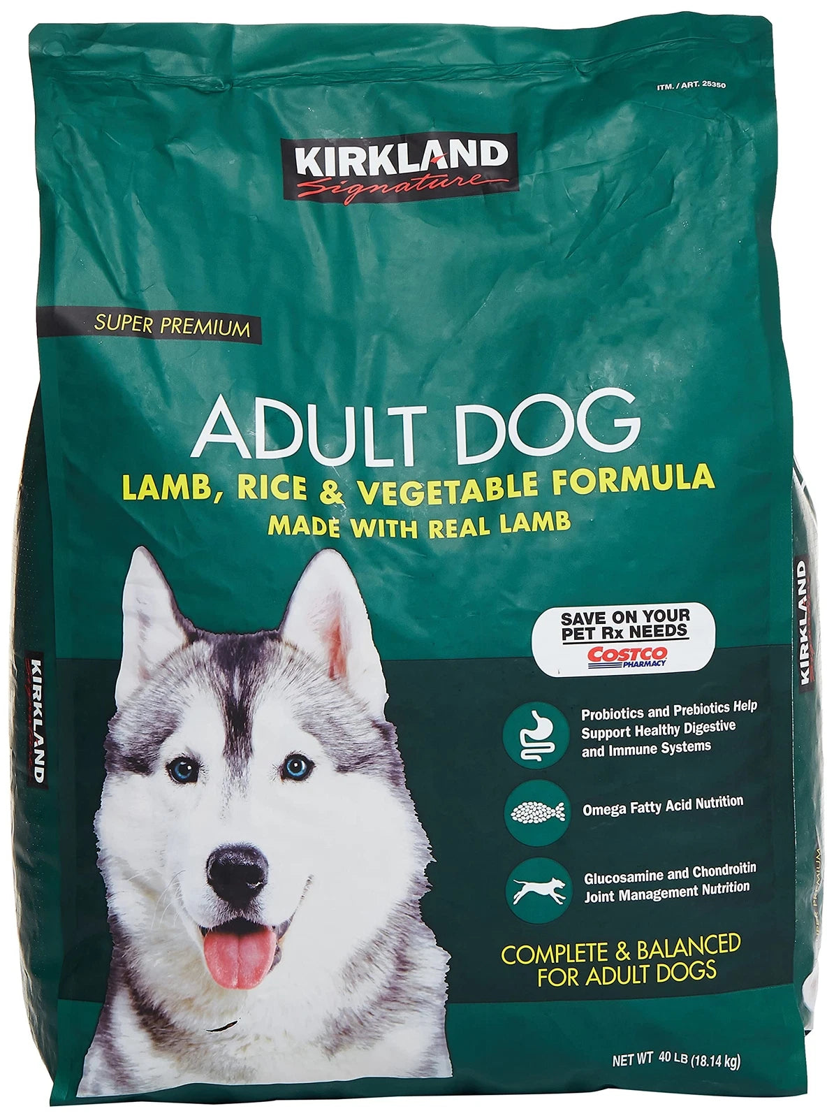 Kirkland Signature Adult Dog Lamb, Rice & Vegetable Formula Dry Dog Food, 40 lb