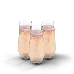 TOSSWARE Clear Plastic 9oz Flute Champagne Glass  Set of 12