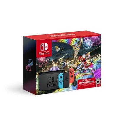 Video Game Consoles 64GB- Nintendo Switch with Neon Blue and Neon Red Joy Con (Model: HACSKABLH) front view