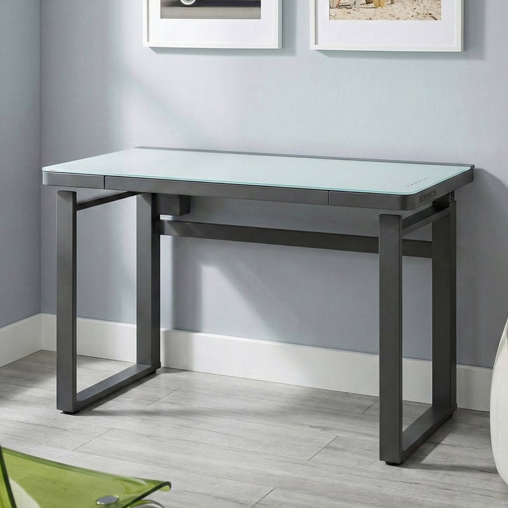 Tresanti Aurora 47" Adjustable Height Desk with LED Lighting - White