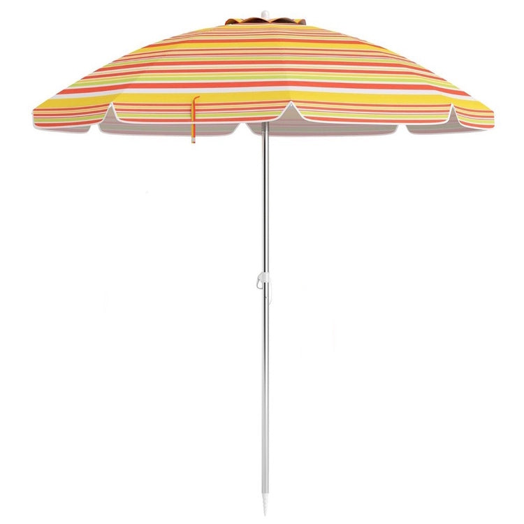 6.5 Feet Beach Umbrella with Sand Anchor, Push Button Tilt and Carry Bag, Red/Yellow