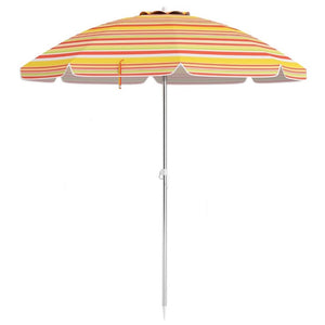 Costway 6.5-Foot Tilt Beach Umbrella with Sand Anchor - Red/Yellow