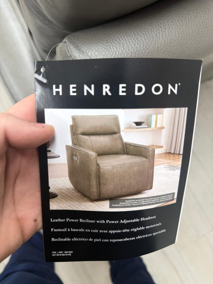 Henredon Keira Leather Zero Gravity Recliner - Gray