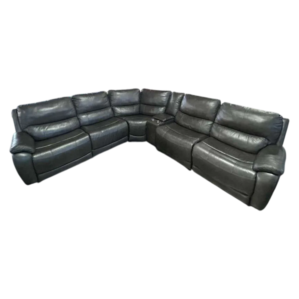 Gilman Creek Furniture Wylder Leather Power Reclining Sectional with Power Headrests - Dark Gray