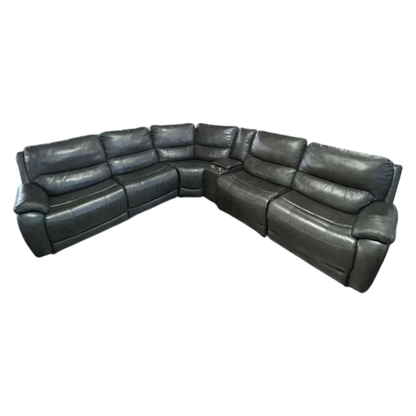 Gilman Creek Furniture Wylder Leather Power Reclining Sectional with Power Headrests - Dark Gray